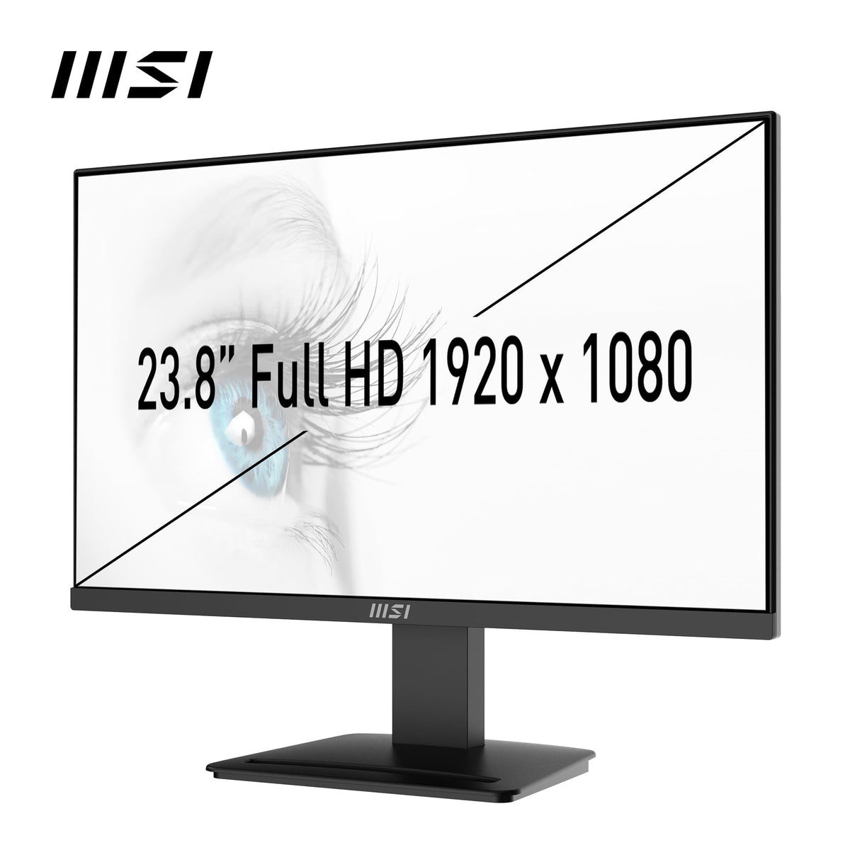 MSI PRO MP2412DE Monitor Office de 23,8 Zoll Full HD - 1920 x 1080 VA Panel, 100 Hz, prietenos cu ochii, montabil VESA, suport Display Kit, înclinat - HDMI 1.4, DP 1.2a - 9S6-3BA9CH-045