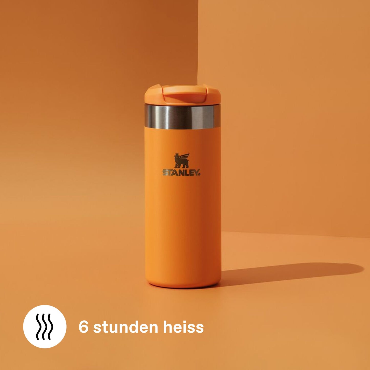Stanley 1913 Aerolight Transit Thermo Mug 0.35L - Keeps Hot for 4 Hours - Dishwasher Safe - Coffee Mug To Go Leak-Proof - Compatible with Common Car Drink Holders - Goldenrod Coral - 100000111740