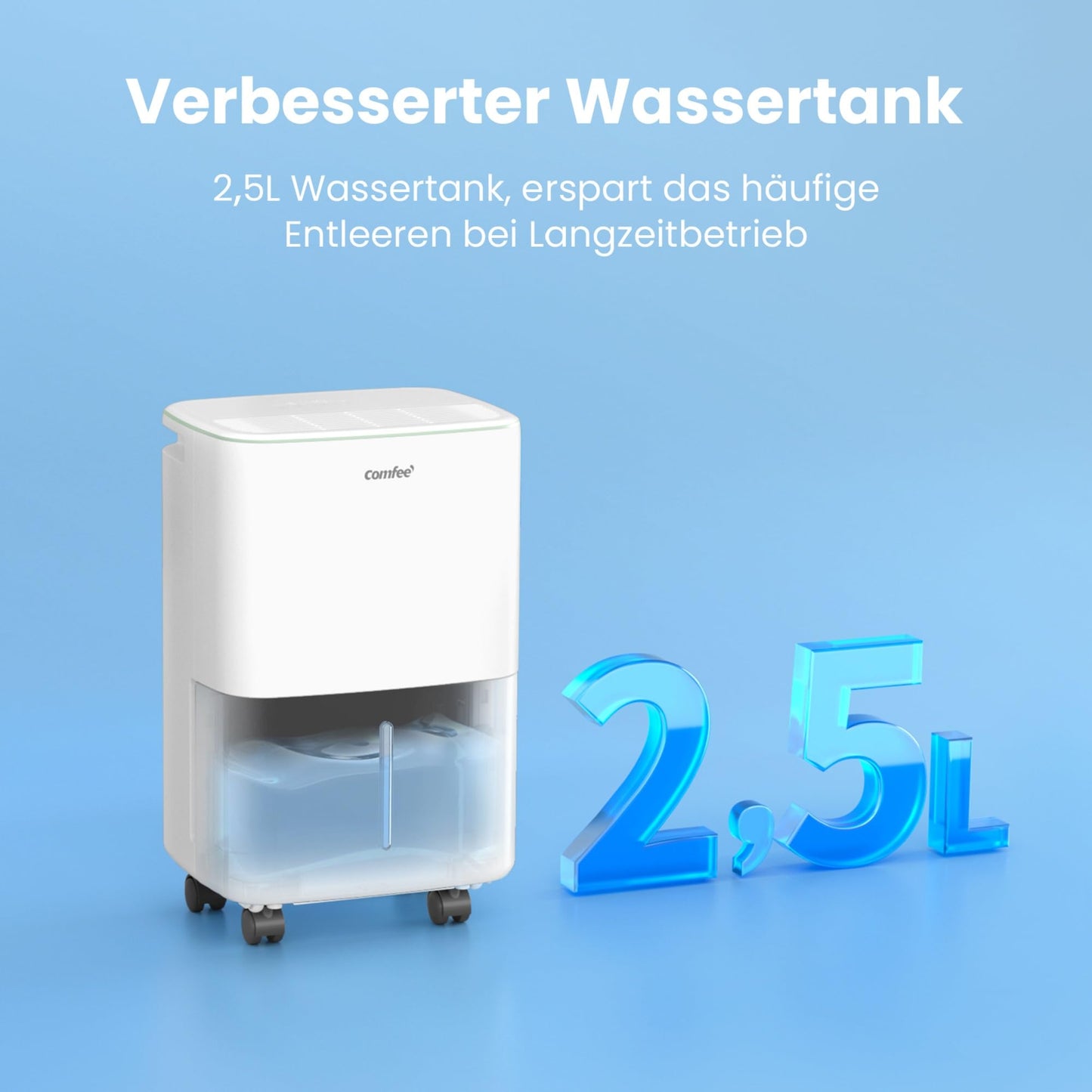 COMFEE dehumidifier 12 liters/day, suitable for rooms of approx. 50 cubic meters (20 square meters), automatic defrost, child lock, noise reduction, refrigerant R290, CDDOE-12DEN7-QA3 (EU)
