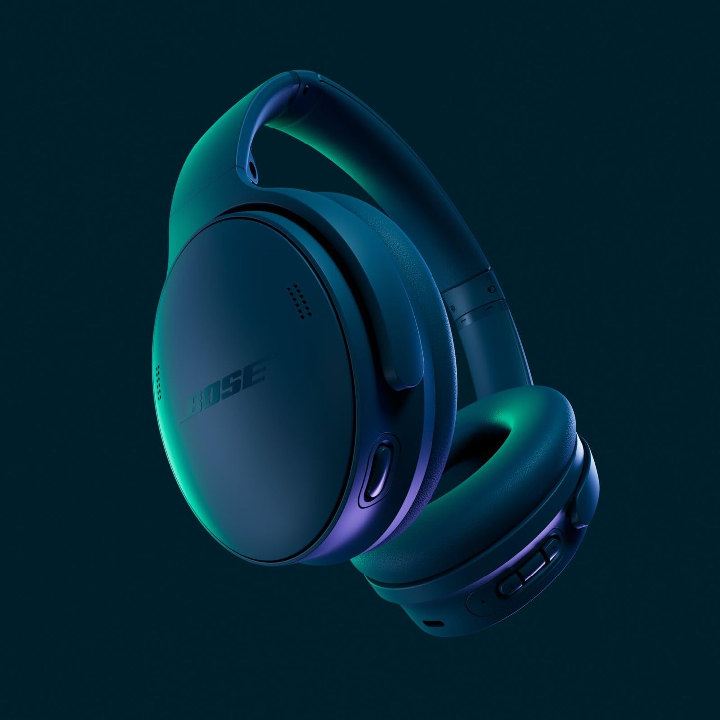Bose QuietComfort wireless headphones with microphone and noise canceling, Bluetooth over-ear headphones, audiophile headphones, on-ear headphones with noise canceling, up to 24 hours of battery life, twilight blue - 884367-1600