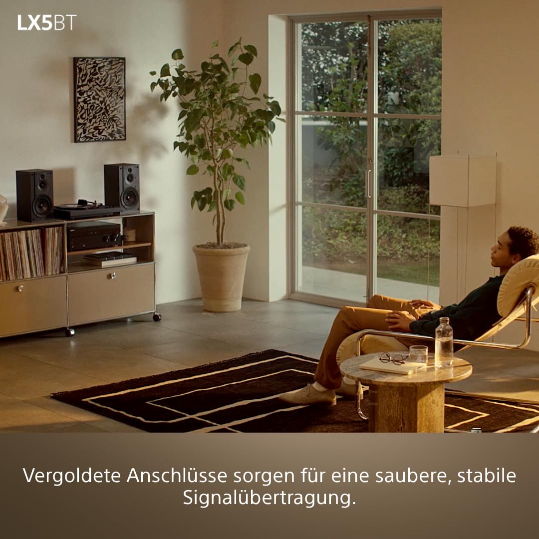 Sony PS-LX5BT Premium-Bluetooth-Player cu redare complet automată, acționare prin curea, pickup de înaltă calitate, Hi-Res Audio, preamplificator phono integrat, 3 moduri de amplificare – Negru