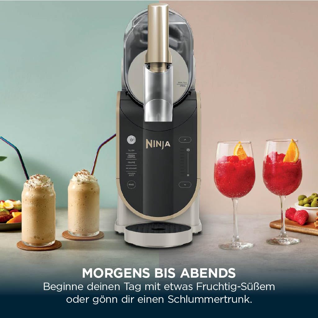 Ninja SLUSHi machine for slush, ice cocktails, frappé, milkshakes & frozen juice, without ice or preparation effort, WhisperChill technology, holds 1.9 L, Stone Gold, FS301EUSTGD