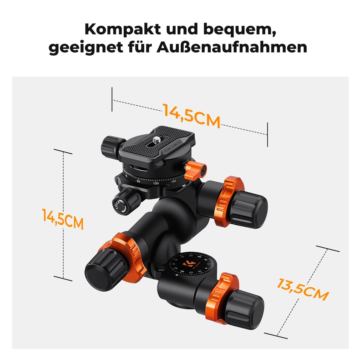 K&F CONCEPT 3-way tilt tripod head with panoramic clamp - GD-3W