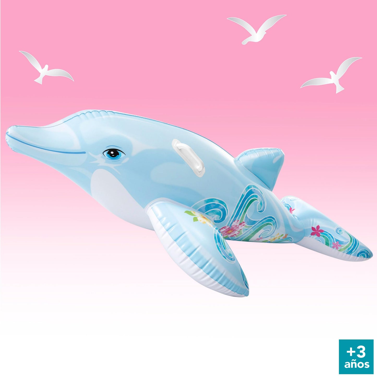 Intex 58535NP - Inflatable dolphin mount, vinyl, multi-colored, 175x66 cm