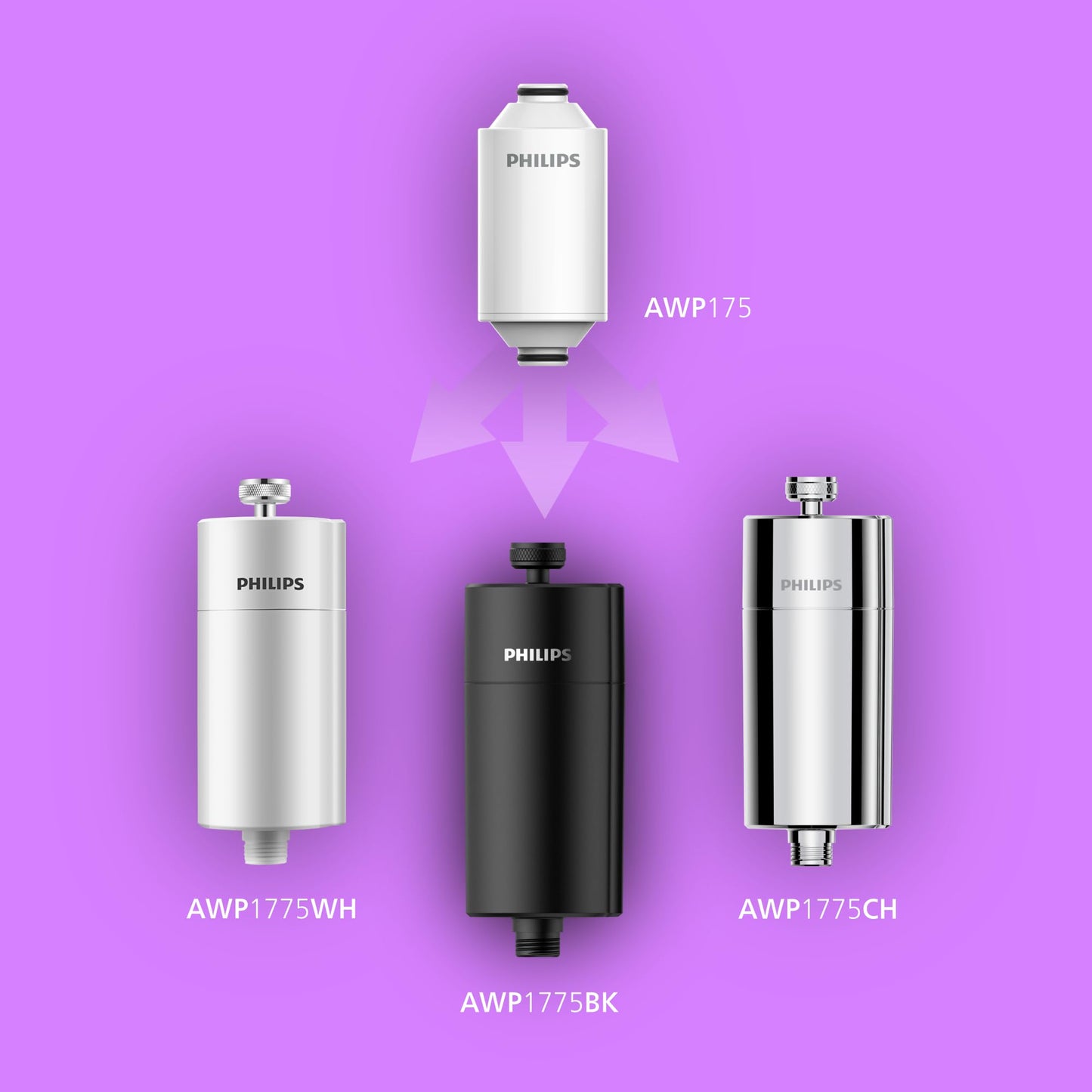 Philips Water inline shower filter +3 replacement filter cartridges reduces chlorine by up to 99 percent suitable for all standard hoses and fittings chrome 50000 L filter capacity - AWP1775P3CH/10
