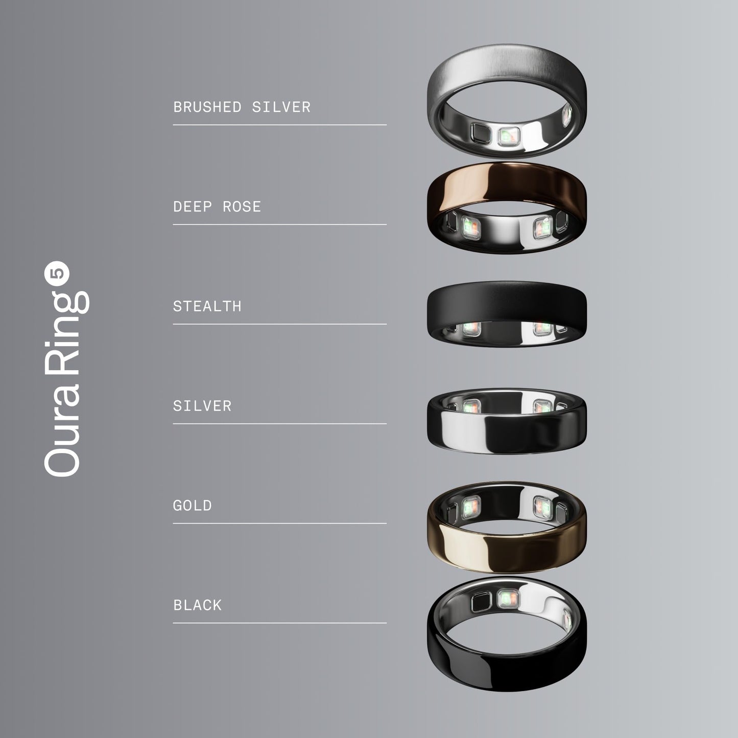 Oura Ring 5 Brushed Silver – Size 6 – Find your ring size - JZ90-61619-06