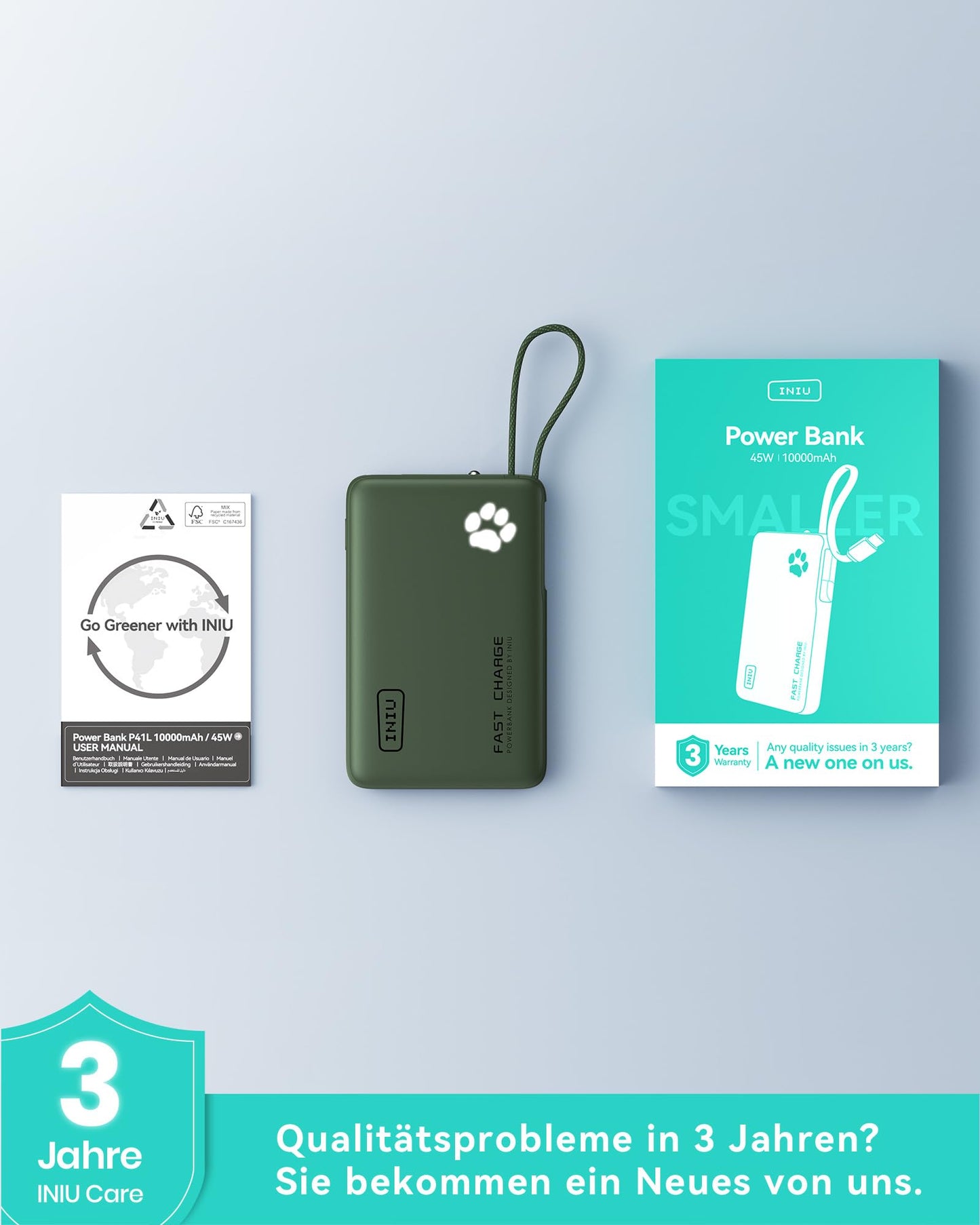 INIU Power Bank, 45W Fast Charging 10000mAh Mini Size External Cell Phone Batteries - P41L