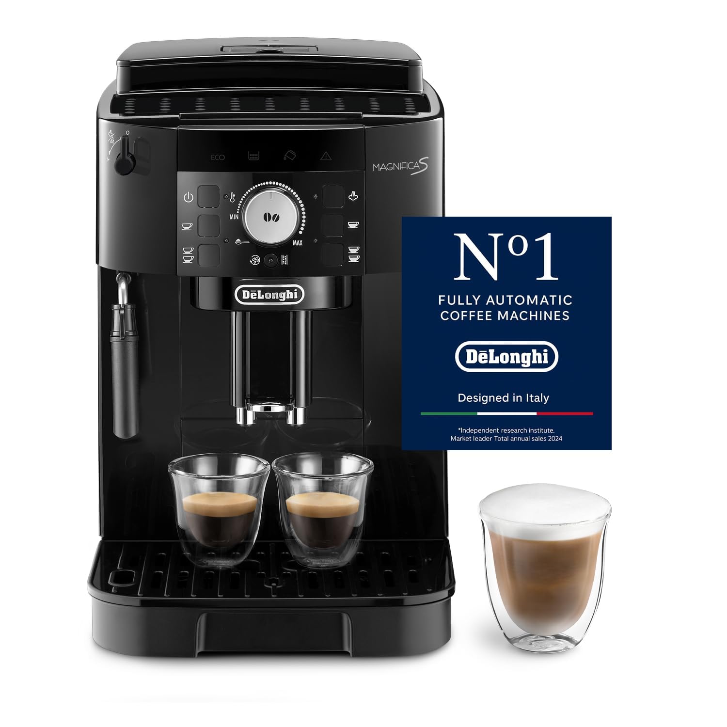 De’Longhi Magnifica S - Perfetto fully automatic coffee machine with classic milk frother, espresso and cappuccino coffee machine, control panel with buttons, black (ECAM11.112.B)
