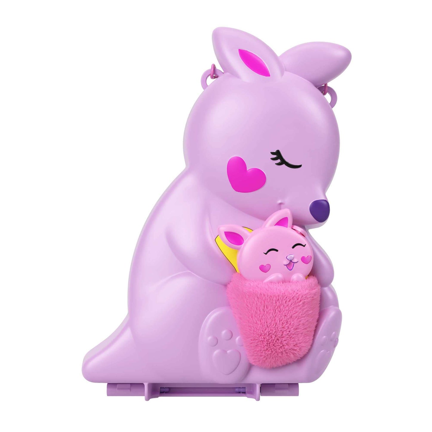 Polly Pocket Mama and Joey Kangaroo Bag - 2-in-1 Animal Nursery Playset, 2 Dolls, 7 Animals and Accessories, Includes Soft Pouch and Box, Perfect for Travel, Ages 4+, HKV50
