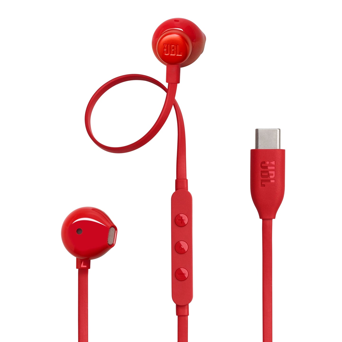 JBL Tune 305 C Headphones - Wired in-ear headphones with JBL Pure Bass Sound, microphone and USB-C port - Red - JBLT305CRED