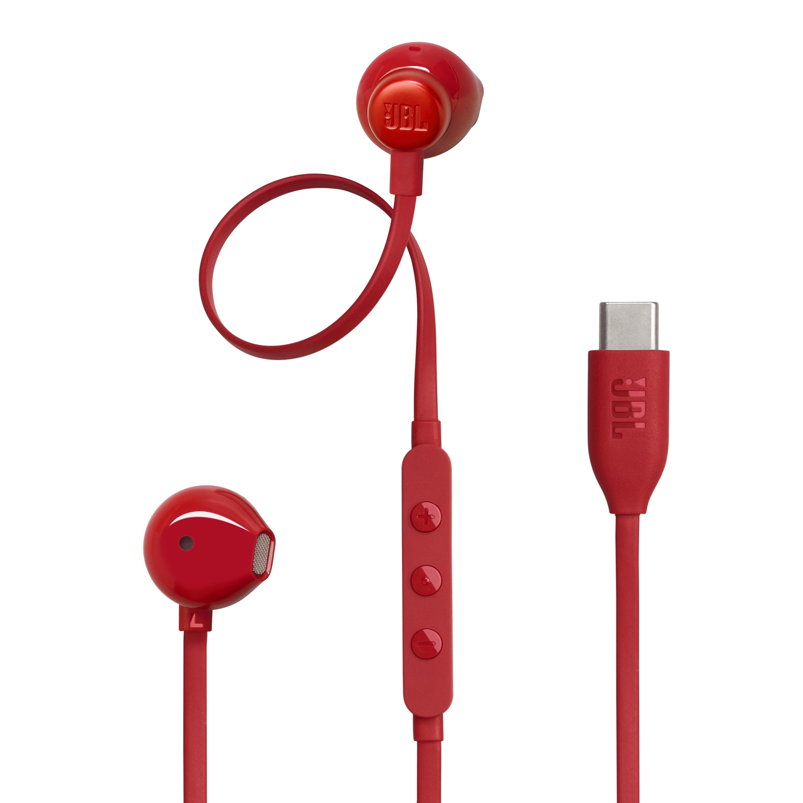 JBL Tune 305 C Headphones - Wired in-ear headphones with JBL Pure Bass Sound, microphone and USB-C port - Red - JBLT305CRED