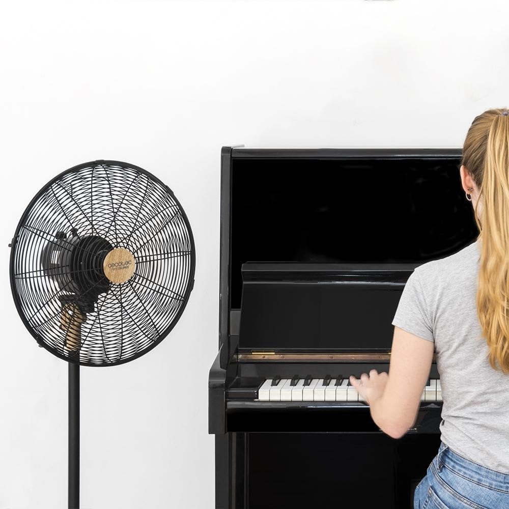 Cecotec stand fan EnergySilence 600 Woodstyle, 50 W, wood look, 40 cm diameter with 4 blades, 3 speeds, oscillation, height adjustable, maximum safety - 08233