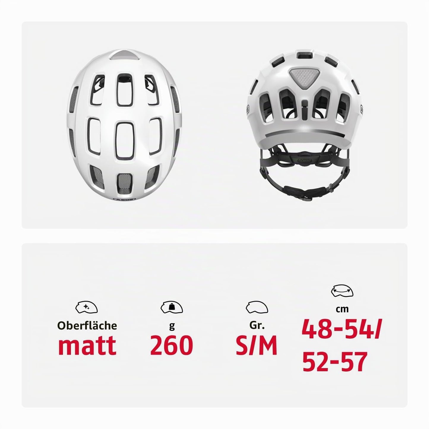 ABUS Unisex adulto, bicycle helmet, white (polar white), M (52-57 cm) - 40153