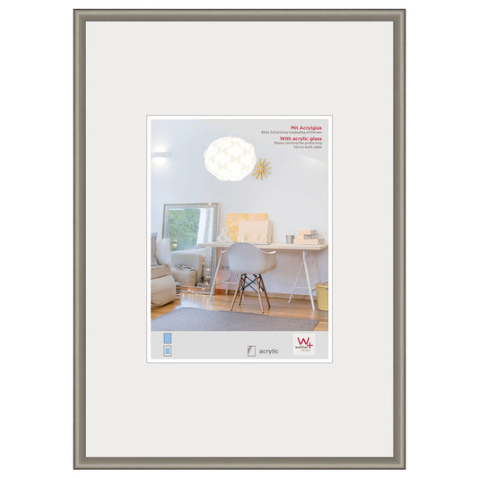 walther design picture frame steel 42 x 59.4 cm (DIN A2) with artificial glass, New Lifestyle plastic frame KVX426D