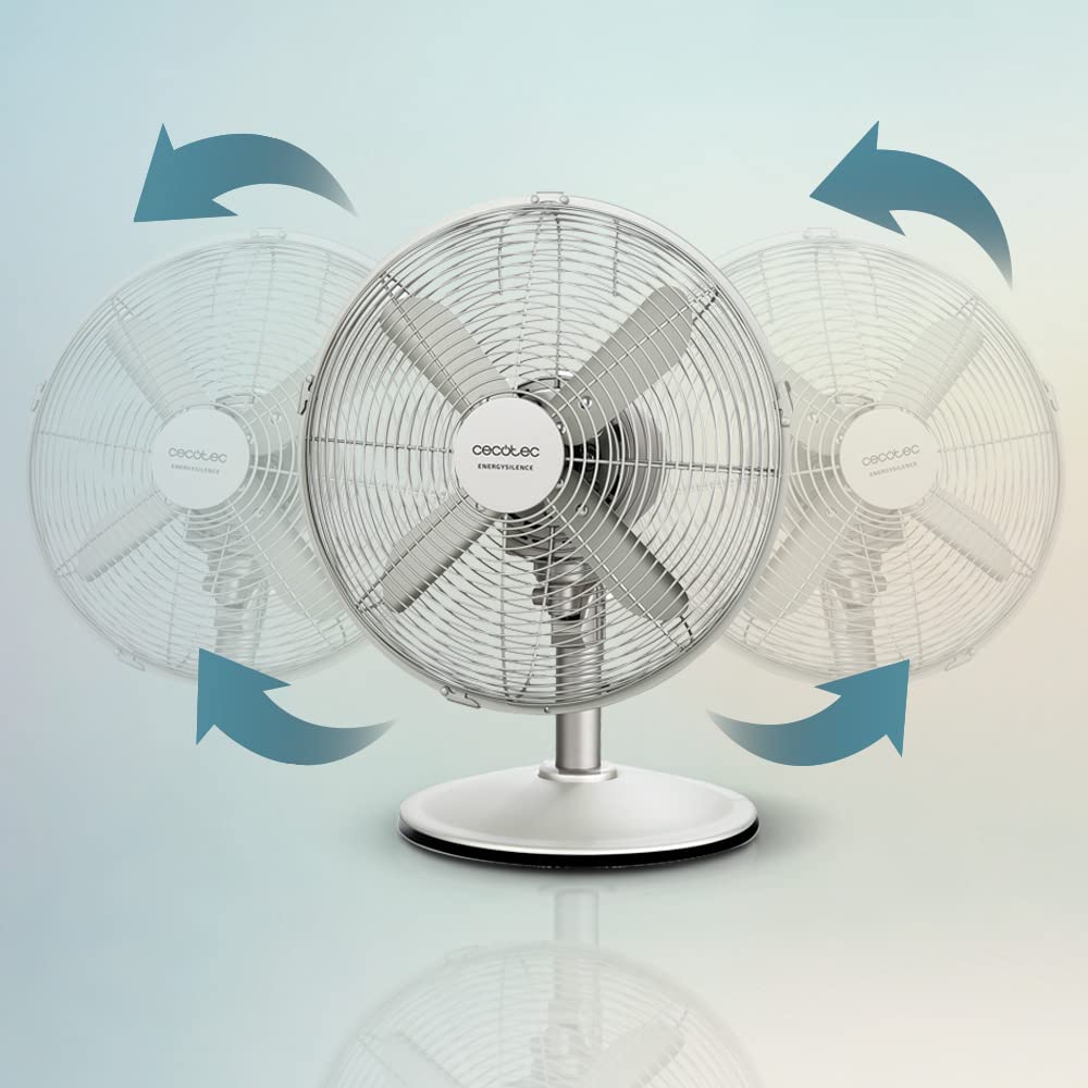 Cecotec table fan EnergySilence 610 SteelDesk. 40W, steel finish, 12" diameter with 4 blades, 3 speeds, oscillation, height adjustable, maximum safety - 08231