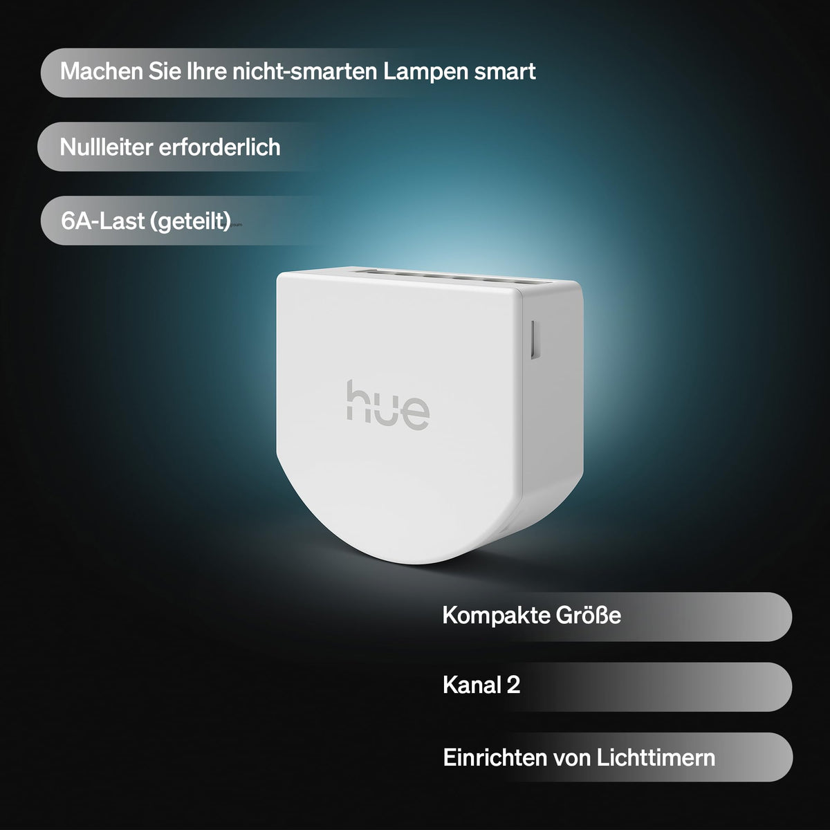 Philips Hue comutator inteligent cu fir, pachet de 1, 2 canale, pentru controlul simplu al luminilor Hue, fără baterii, controlabil prin aplicație sau comandă vocală, compatibil cu Apple, Google și Alexa. - 929004296801