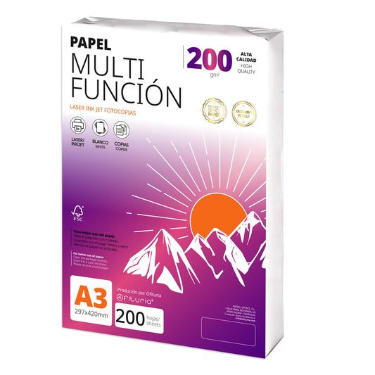 A3 Paper 200g 200 Sheets, Multifunctional Paper for Printers, Paper for Projects, Illustration, Lettering, Professional Creative Projects, A3 Office Paper, School Supplies - Ofituria (200g, 200 Sheets) - COM0574