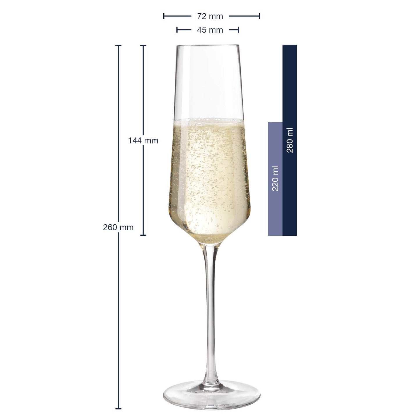 LEONARDO HOME PUCCINI champagne glasses (set of 6) • scratch-resistant champagne glasses (280 ml) • dishwasher safe & durable • timeless champagne glasses for home & restaurants • Puccini prosecco glass • 069550