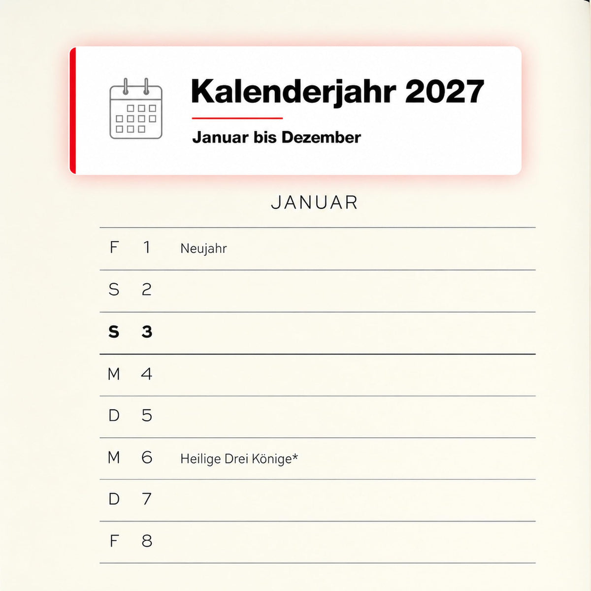 LEUCHTTURM1917 Daily Calendar 2027 Medium (A5) - German, Dusty Rose, 145 x 210 mm, January-December (12 months), 1 page per day, hourly grid 7:00 a.m. - 10:00 p.m., hardcover, 80 g/m² paper - 400158