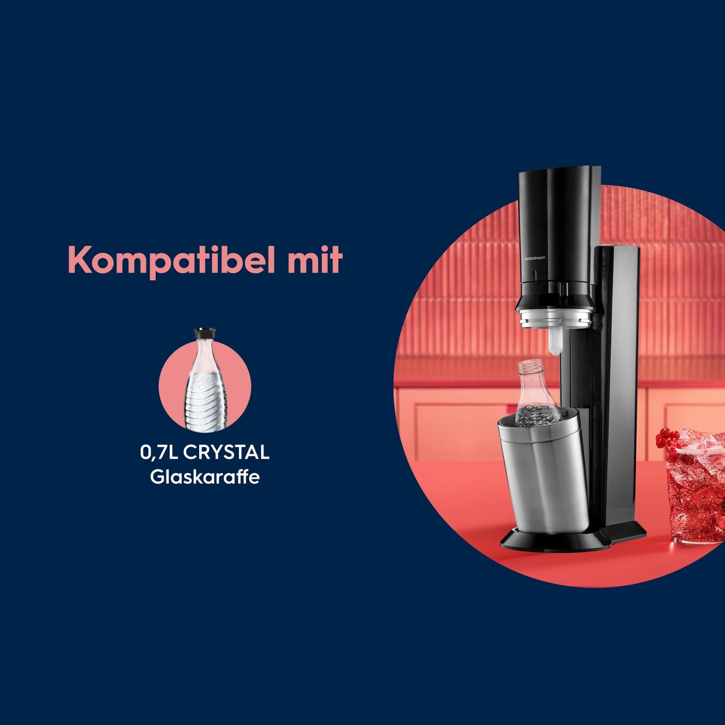 SodaStream Crystal 3.0 soda maker with 2x Quick-Connect CO2 cylinders and 2x glass carafes - 1100462490