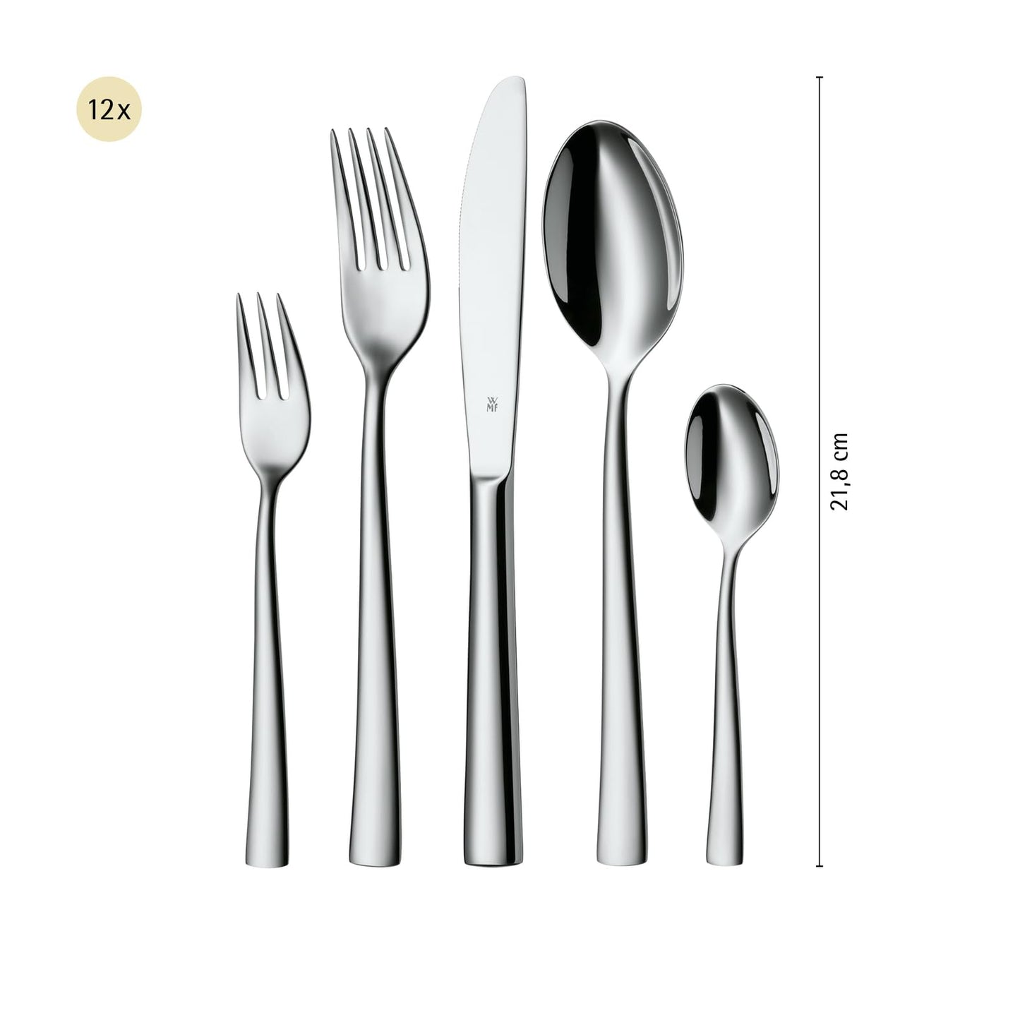 WMF Philadelphia cutlery set for 12 people, cutlery 60 pieces, monobloc knife, Cromargan stainless steel polished, shiny, dishwasher safe - 1166009999