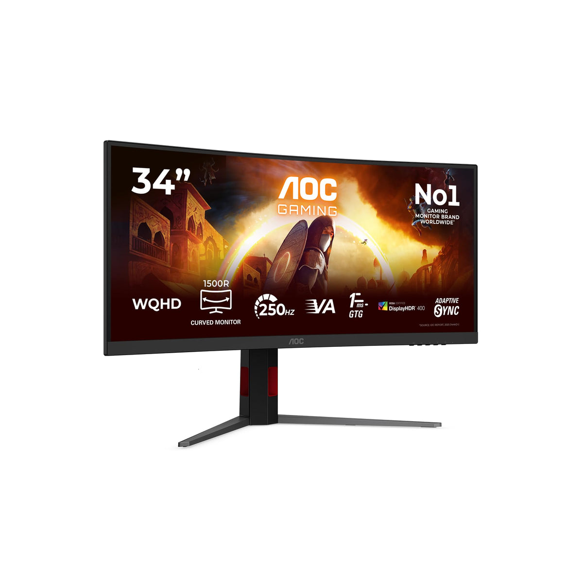 AOC CU34G4ZCA Monitor Curbat de 34 Zoll, UW-QHD, cu Hub USB, 240Hz, Panou Fast VA, 1ms GtG, Adaptive Sync, HDR400, FreeSync Premium, Reglare pe Înălțime, (3440x1440 HDMI 2X 2.1 DP 1x 1.4) Negru