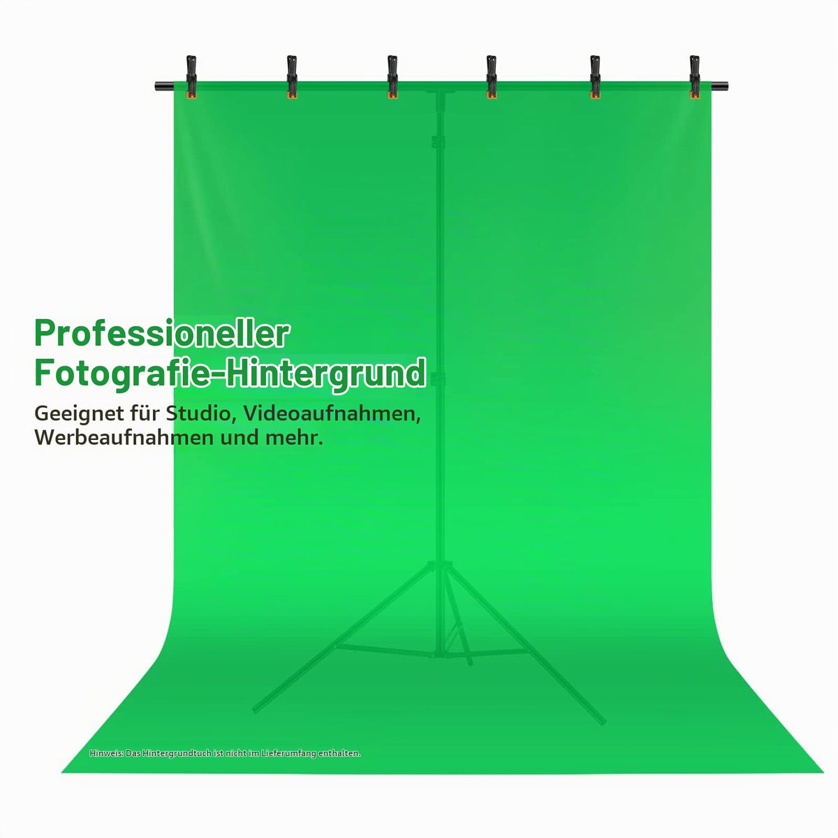 NEEWER T-Shape Background Support Stand Set, 2.6m high, adjustable tripod stand and 5 feet/1.5m wide crossbars with 6 spring clamps and 1 carrying bag for studio photo video photography. - 10100024