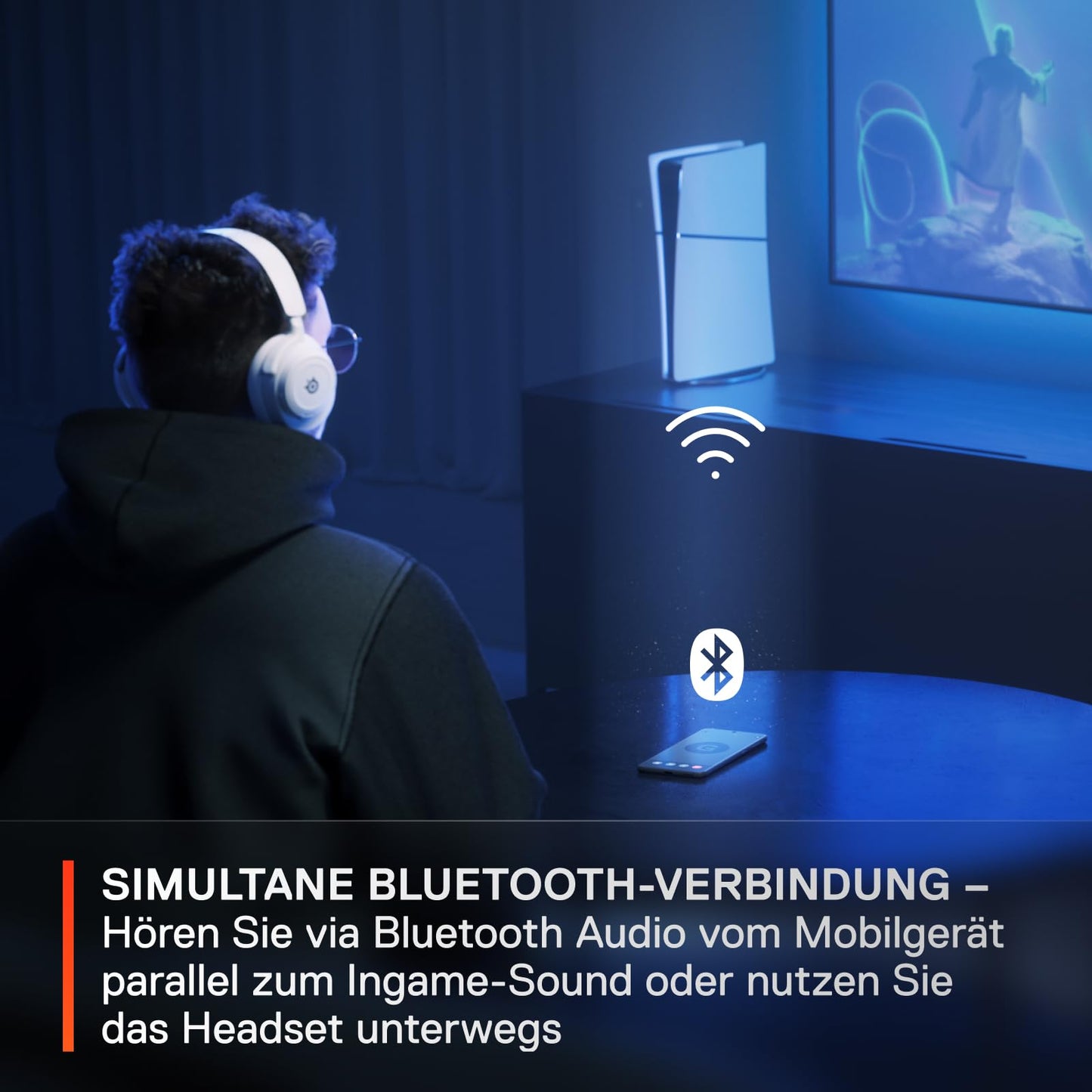 SteelSeries Arctis Nova 7P Wireless - Multi-Platform Gaming Headset - PlayStation, PC, VR - Custom HiFi Drivers - 2.4GHz + Bluetooth - 38h Battery - USB-C - Retractable Microphone - 61561