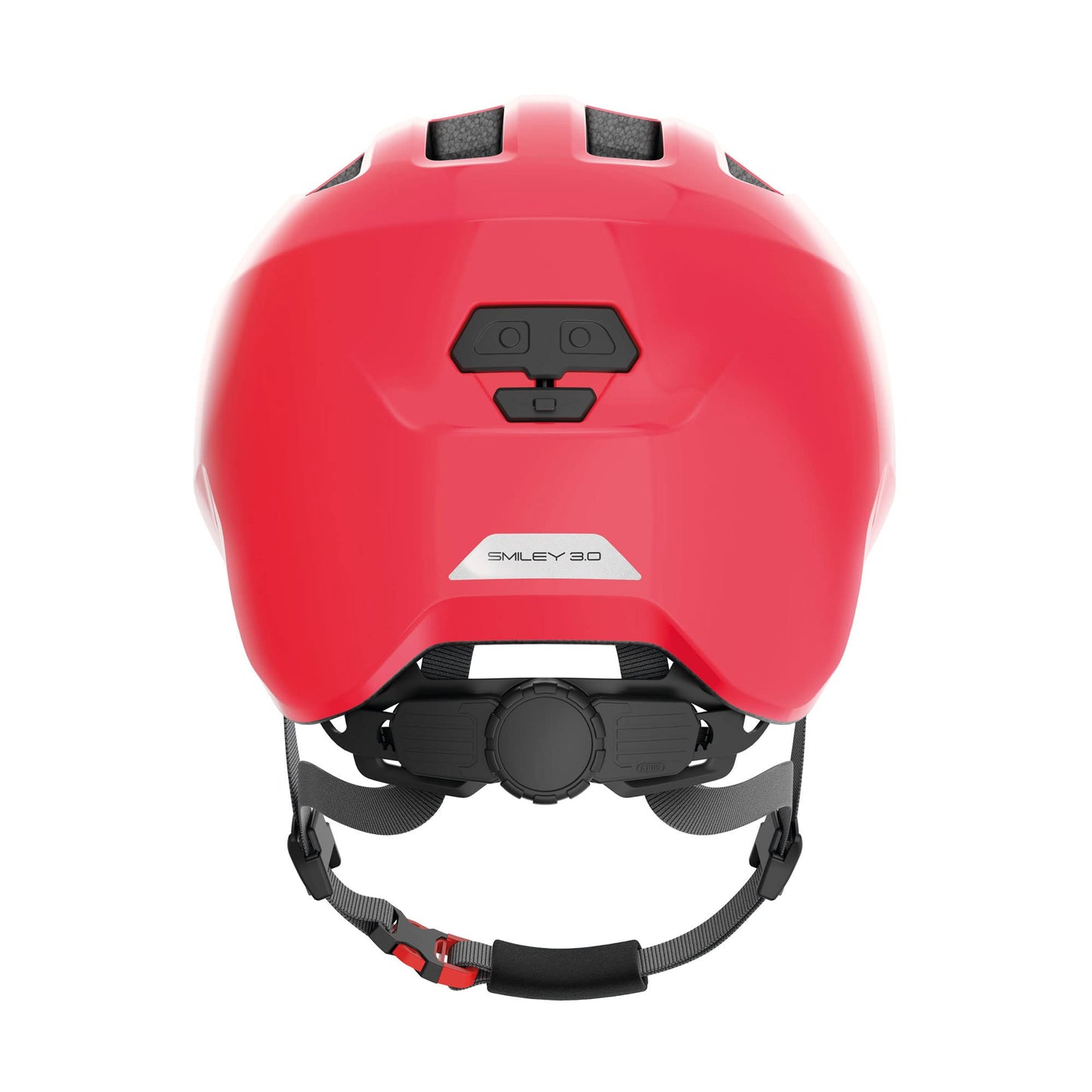 ABUS children's helmet Smiley 3.0 - bicycle helmet with a deep fit, child-friendly designs and space for a braid - for girls and boys - shiny red, size S - 67273