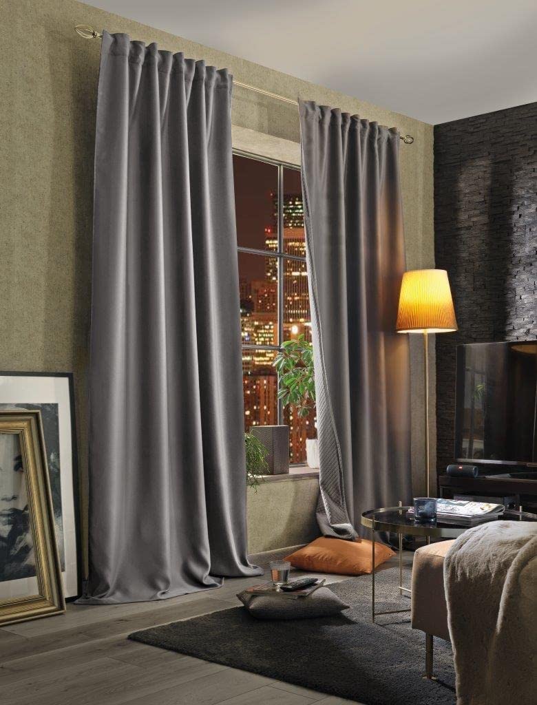 HOMEbasics | Acoustic curtain Uni | ACUSTICO | Noise, heat, cold and draft protection + darkening | gray | 160x135cm - 085970-0309