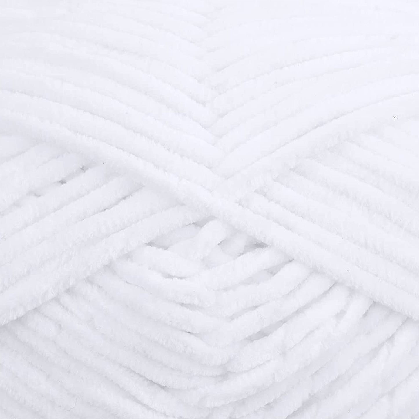 Gründl Wolle Funny uni - soft chenille wool for crocheting - cuddly and skin-friendly - 100% polyester - 10 balls 100 g / 120 m - needle size 5-6, white - 3442-01