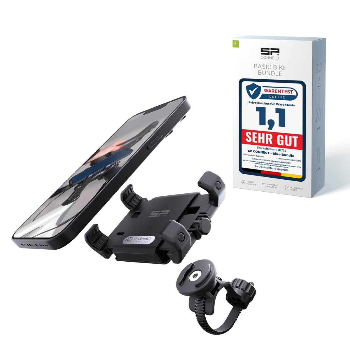 SP CONNECT Bike Phone Mount | SPC+ | Universal Phone Holder for Bicycle Handlebars | Motorcycle Phone Mounts for all Smartphones like iPhone Samsung | Mountain Bike Road Bike Phone Holder - 53906