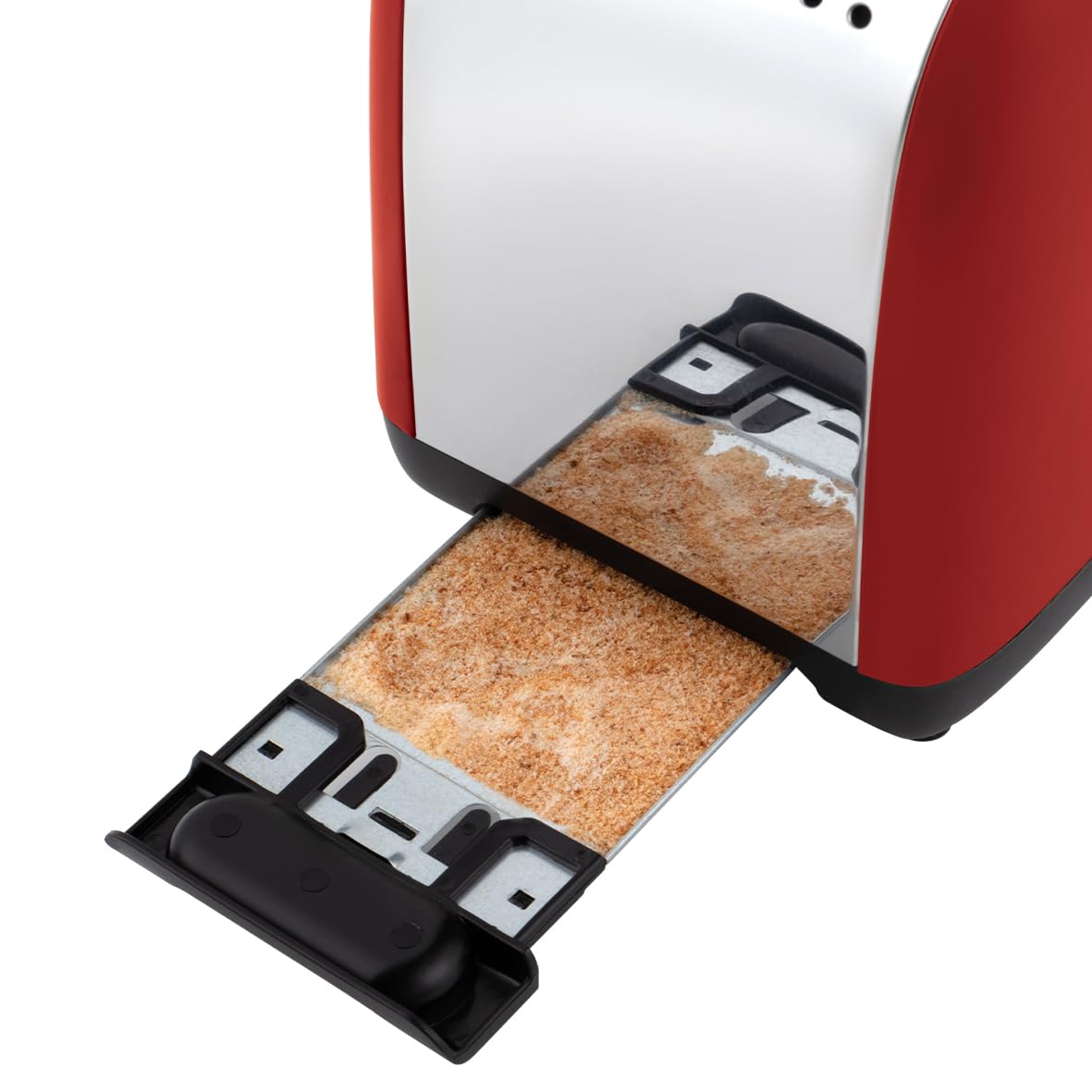 Russell Hobbs Toaster [for 2 slices] Colours Plus Stainless Steel Red (extra wide toasting slots, includes bun warmer, 6 browning levels + defrost function, Lift & Look feature, 1600W) 26554-56