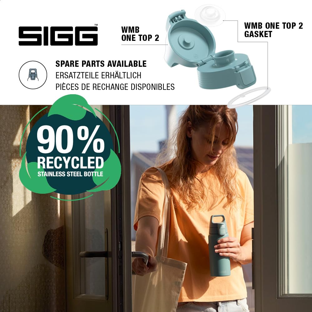 SIGG - Insulated drinking bottle - Thermos bottle Shield Therm One Morning Blue - carbonated drinks - leak-proof - dishwasher safe - BPA-free - 90% recycled stainless steel - gray blue - 0.5L - 6022.00