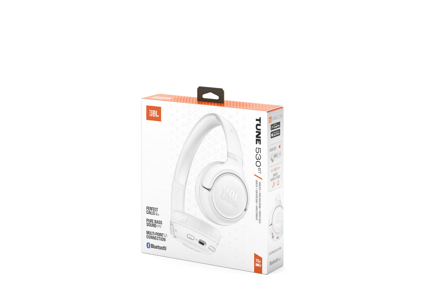JBL Tune 530 BT Wireless On-Ear Headphones with JBL pure bass - JBLT530BTWHTEU