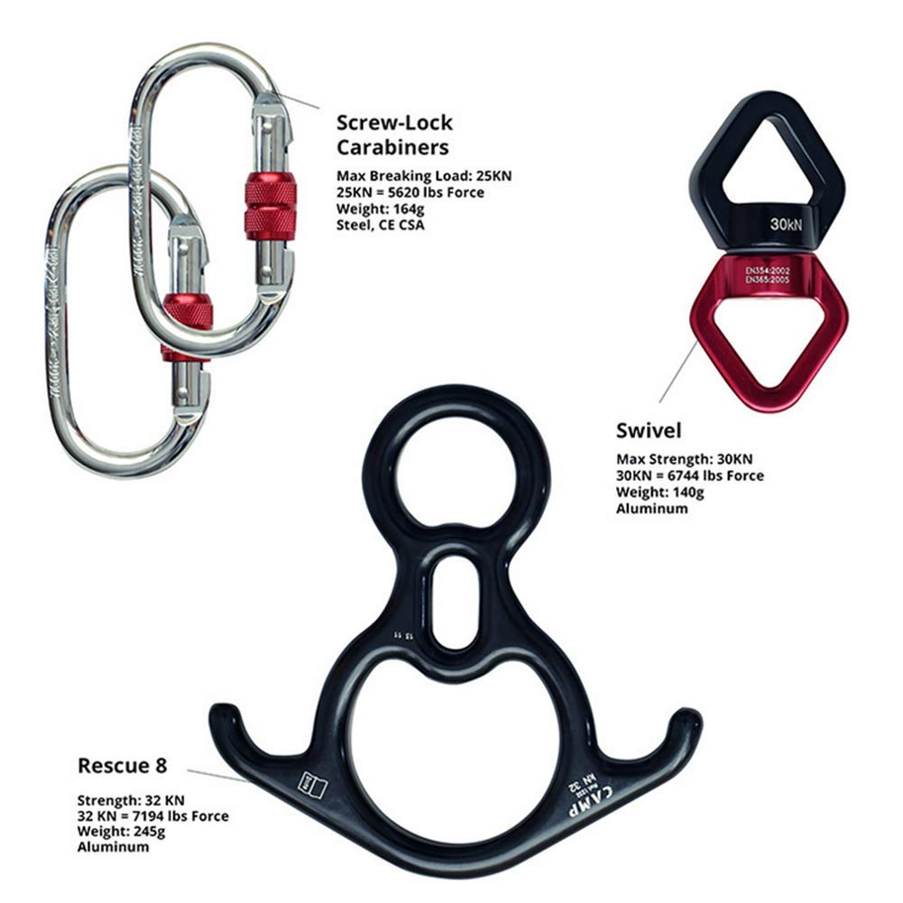 RXRENXIA Swing Swivel, 30-KN pulley, the safest accessory for hanging rotating devices with a carabiner for web tree swings, swing adjustments, aerial dance, children's swings, hammocks. - 201-005-385