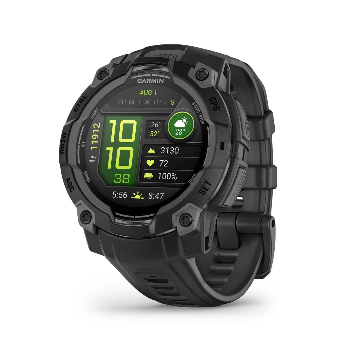 Garmin Instinct 3 45mm AMOLED – Ceas inteligent multisport, display de 1,2", autonomie a bateriei de până la 18 zile, peste 80 de aplicații sportive, funcție de navigație, caracteristici inteligente, lanternă cu LED, rezistent la apă - 010-02936-00