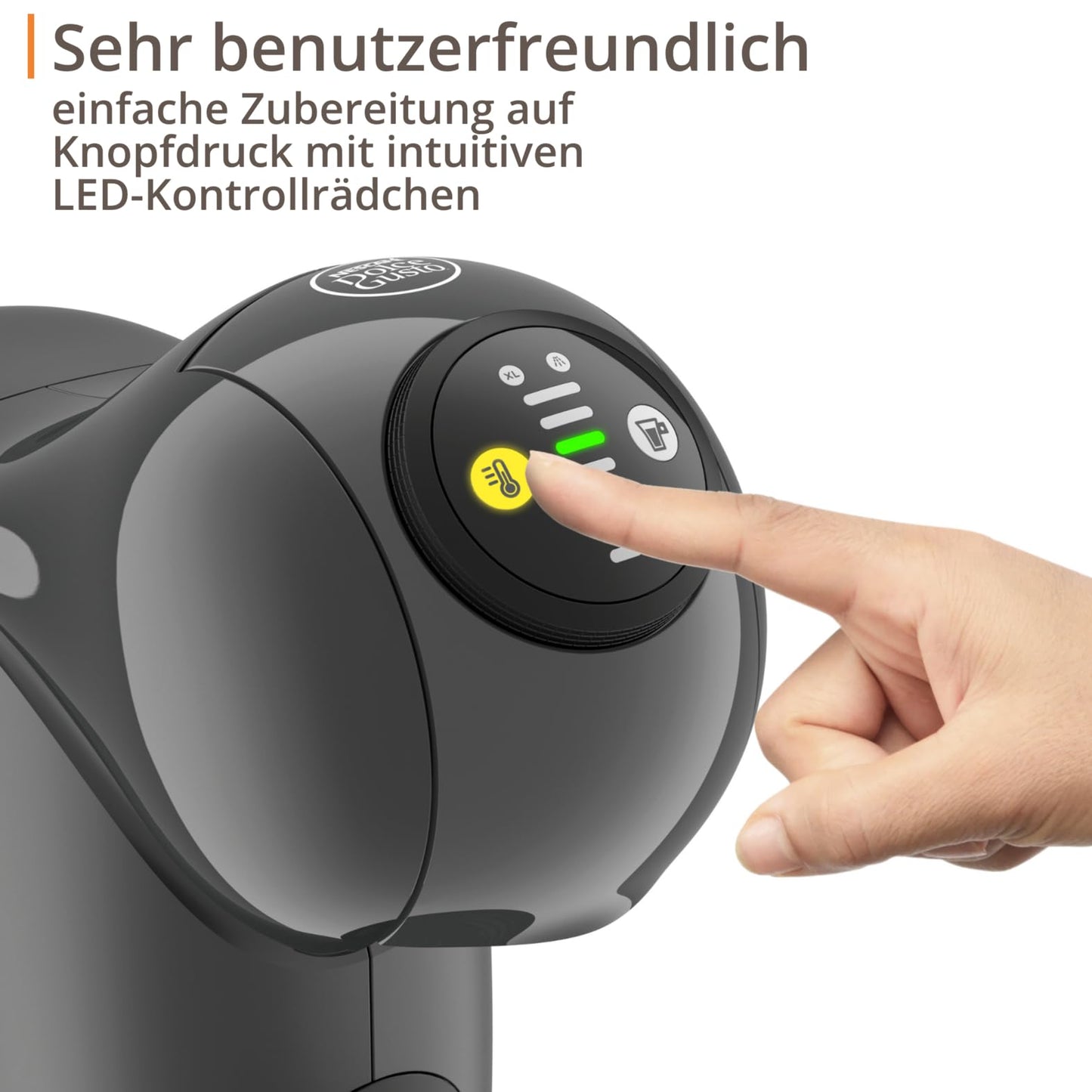 NESCAFÉ Dolce Gusto Genio S by KRUPS, coffee capsule machine, 15 bar, ultra-compact, high pressure, over 30 coffee creations, selectable drink size, auto shut-off, anthracite, KP243B