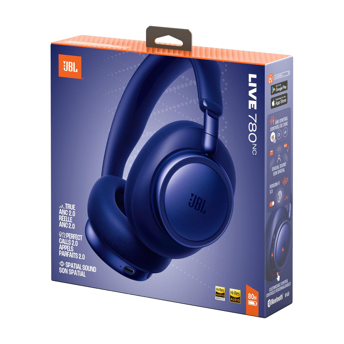 JBL Live 780NC Wireless Over-Ear Headphones with Noise Cancelling, Blue - JBLLIVE780NCBLU