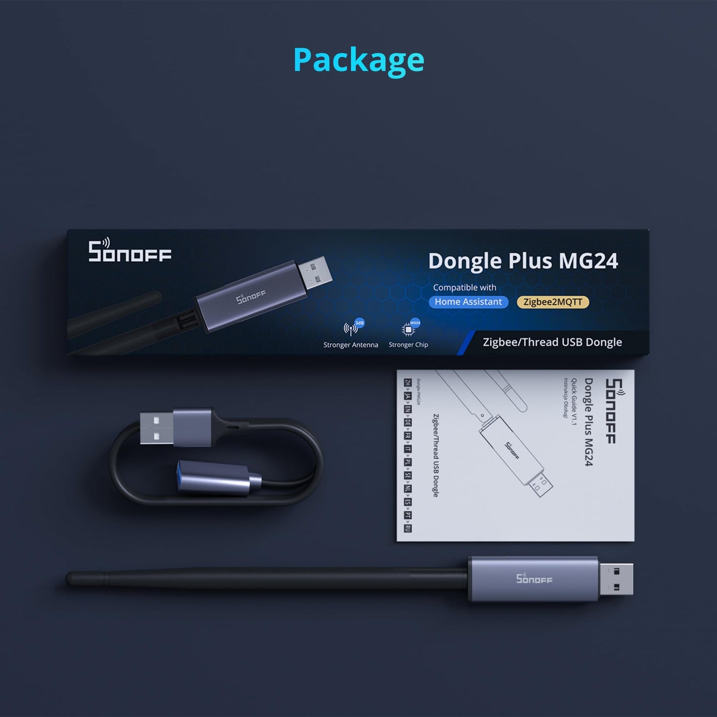 SONOFF Zigbee 3.0 USB Dongle Plus MG24, Zigbee Gateway with EFR32MG24, Thread & Zigbee USB stick, Zigbee Controller for Home Assistant or Zigbee2MQTT - Dongle-PMG24