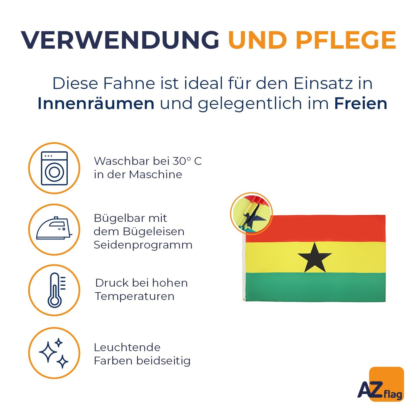 AZ FLAG - Ghana Flag - 250x150 cm - Republic of Ghana Large flag 100% polyester with brass eyelets - 300g - K_71
