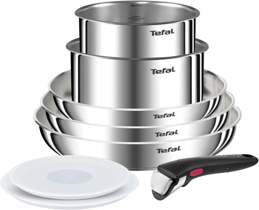 Tefal Ingenio Emotion 3-piece frying pan set 22/26/28 cm + 2 saucepans 16/18 cm + removable handle + 2 accessories, induction compatible, non-stick, dishwasher safe and oven safe. - L8968S04