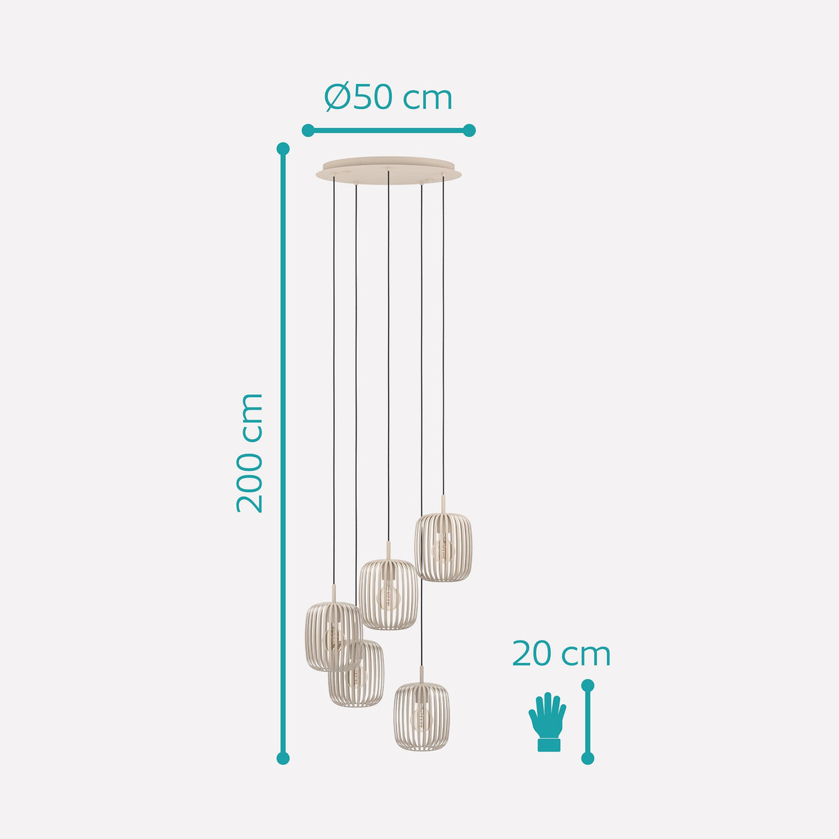 EGLO Romazzina Pendant Lamp, Cluster 5-Light Pendant - 901125