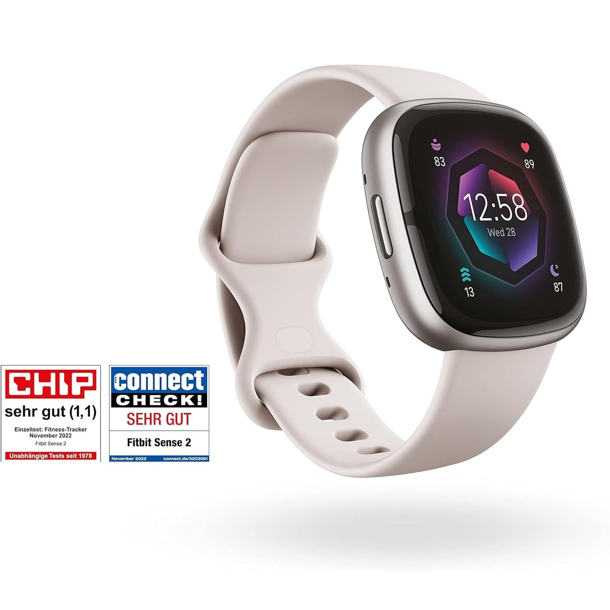 Google Fitbit Sense 2, Gray – Smartwatch for Men/Women – Fitness watch with integrated GPS and phone function, fitness tracking with stress management, ECG, and sleep analysis, compatible with Android/iOS. - FB521SRWT