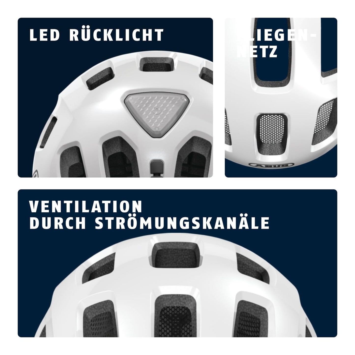 ABUS Youn-I 2.0 bicycle helmet - with light for children, teenagers and young adults - for girls and boys - white, size S - 40152