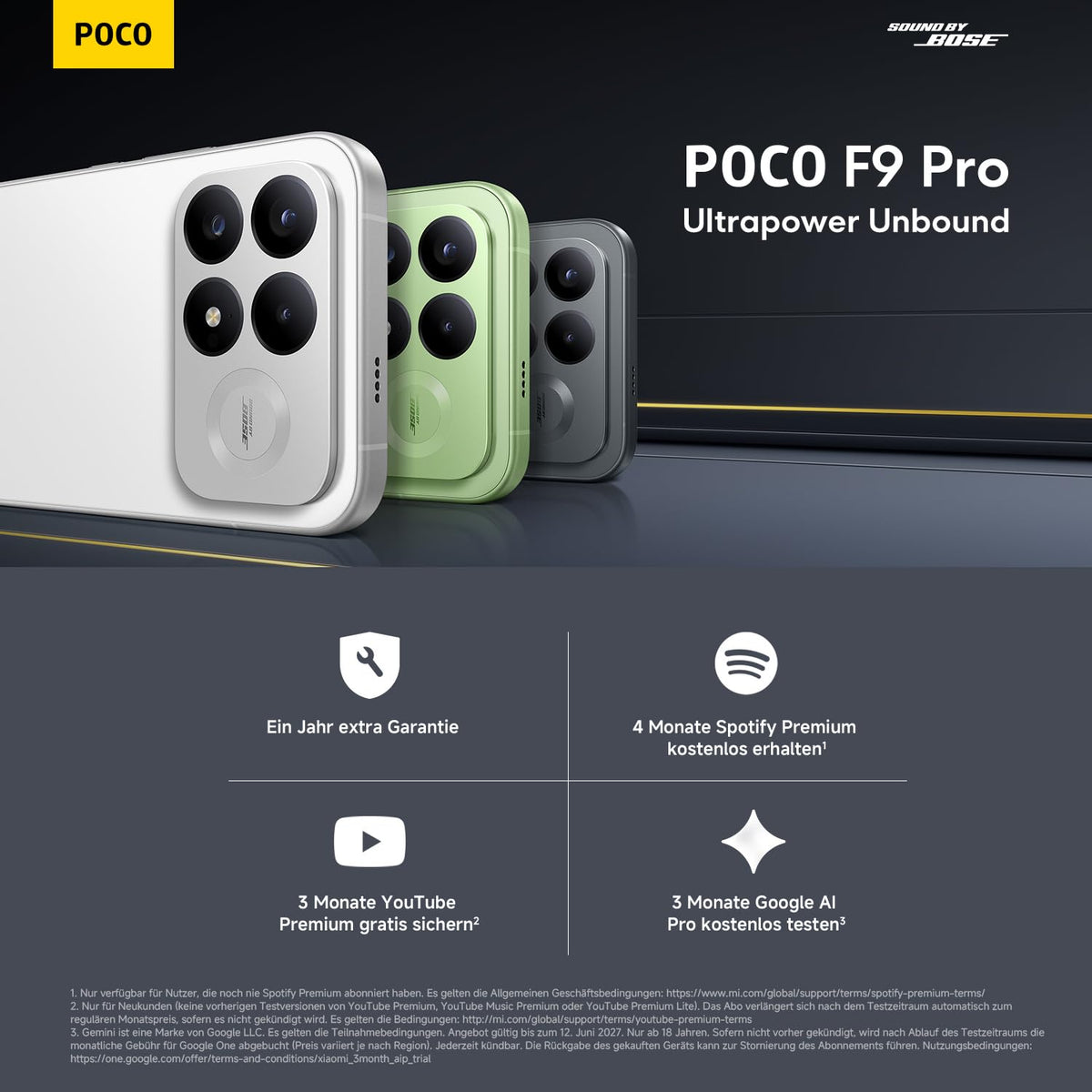 Poco F9 Pro, Smartphone 12+256 GB, Aurora Green, 6330mAh Akku, 100W Laden