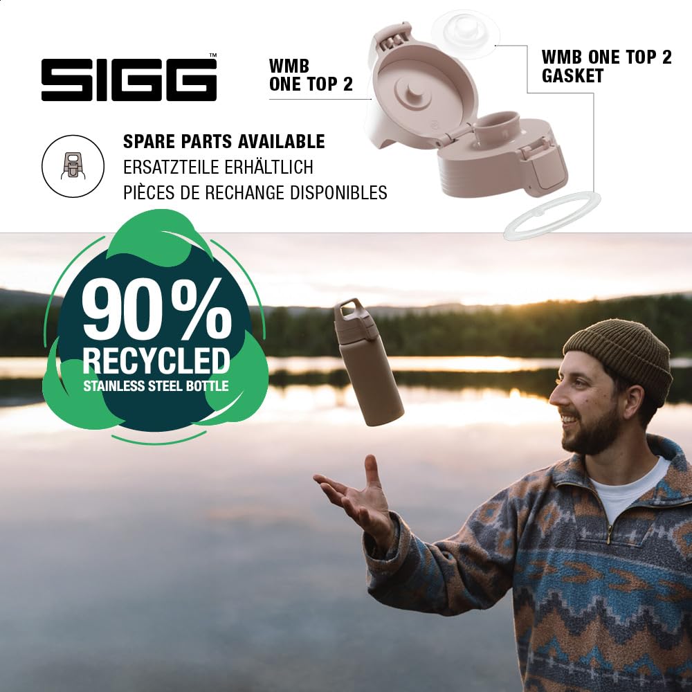 SIGG - Insulated drinking bottle - Thermos bottle Shield Therm One Dusk - carbonated drinks - leak-proof - dishwasher safe - BPA-free - 90% recycled stainless steel - warm gray - 0.5L - 6022.10