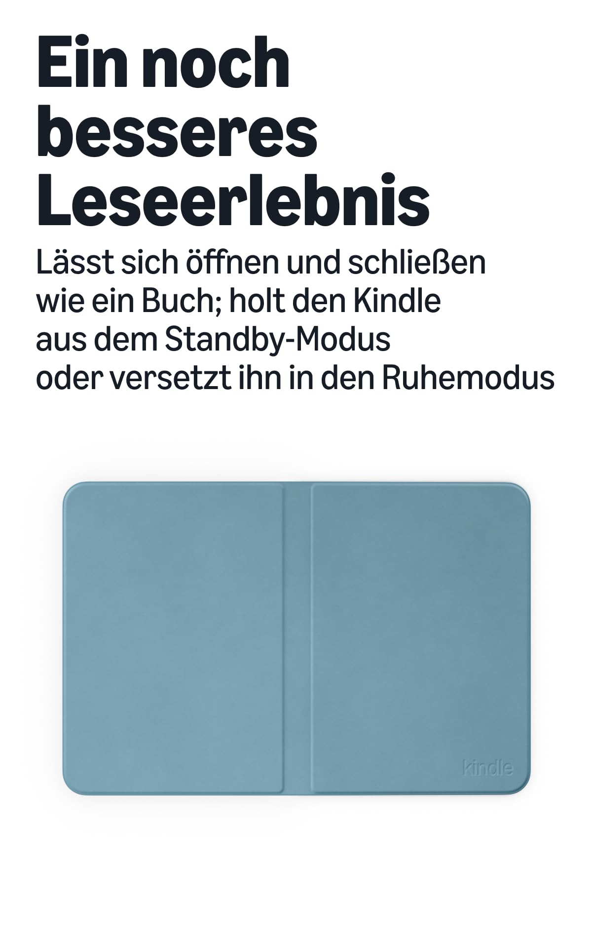 The new slim case for Amazon Kindle in an aluminum design, featuring magnetic attachment, lightweight, foldable protective cover, sustainably designed with plant-based materials. - 53-104502