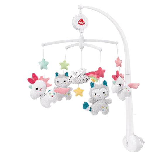 Fehn Music Mobile Aiko & Yuki - Baby Sleep Aid Musical Toy with Cute Animals, Baby Mobile Music Box Melody "Mozart's Lullaby" - Music Mobile Baby Bed Accessories Toy for Babies from 0-5 Months - 057027