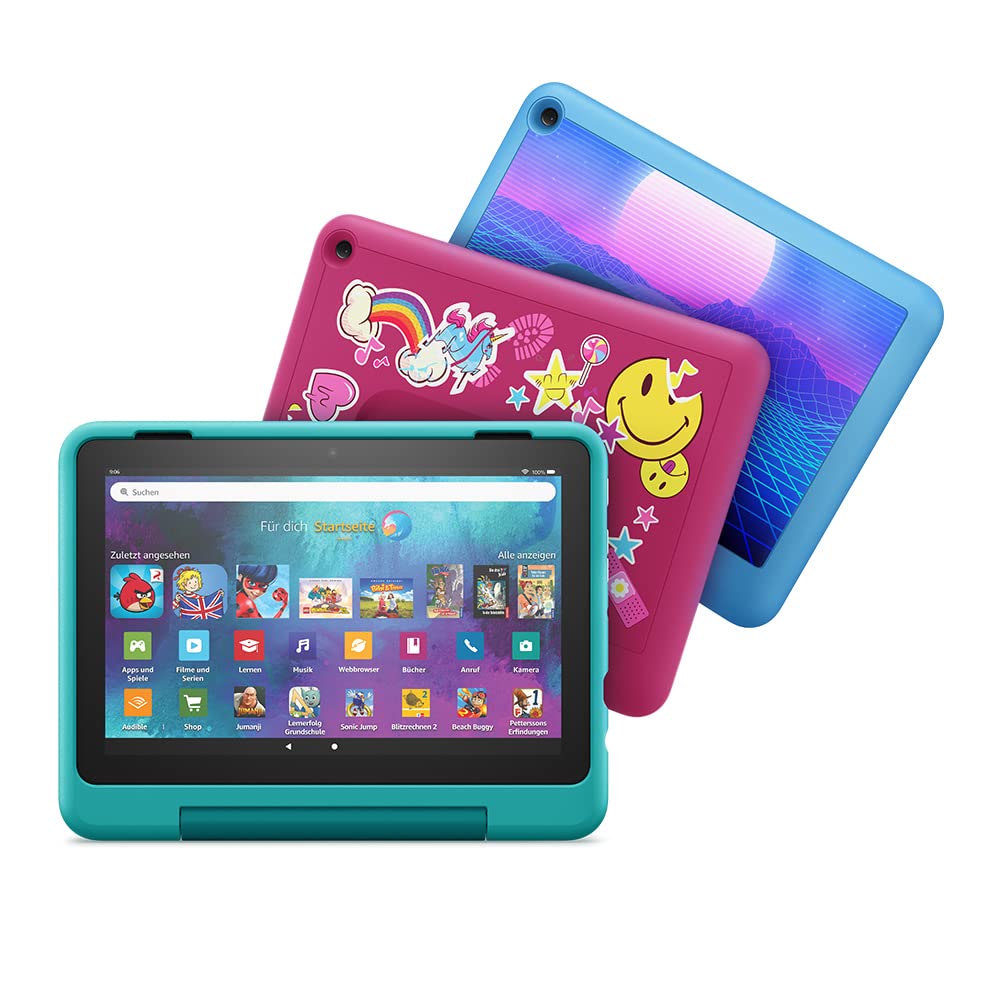 Child-friendly case from Amazon for the Fire HD 8 tablet (only compatible with 12th generation, 2022), teal - 53-028589